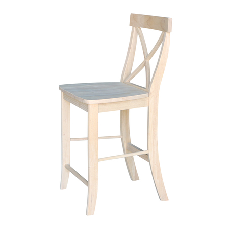 International Concepts X-Back Stool, 24" Seat Height, Unfinished S-6132